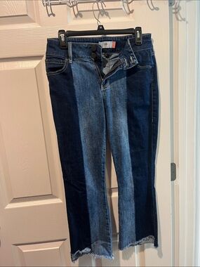 CAbi Two-Tone Blue Ankle Crop Jeans